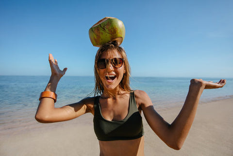 coconut on her head
