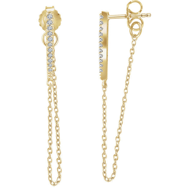 Pave Diamond Bar Chain Earrings – Maximira