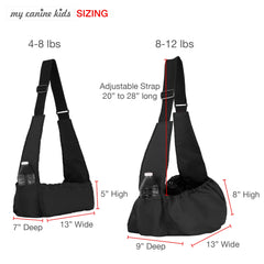 graphic showing product dimension comparison 2 slings