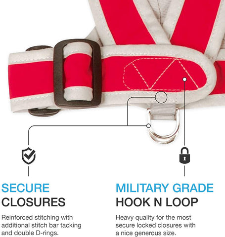 Features image secure double d ring and military grade hook and look like velcro