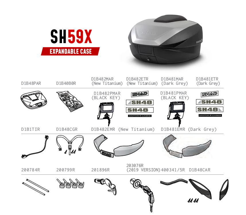 SHAD SH59X Expandable Top Case – Takong Racing (Parts & Accessories)