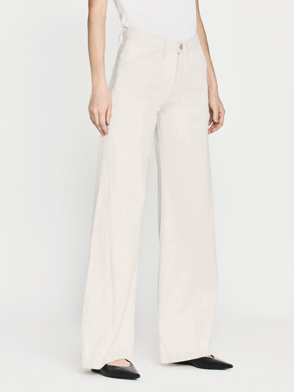 Shop Frame Le Baggy Palazzo Wide Leg Jeans In White