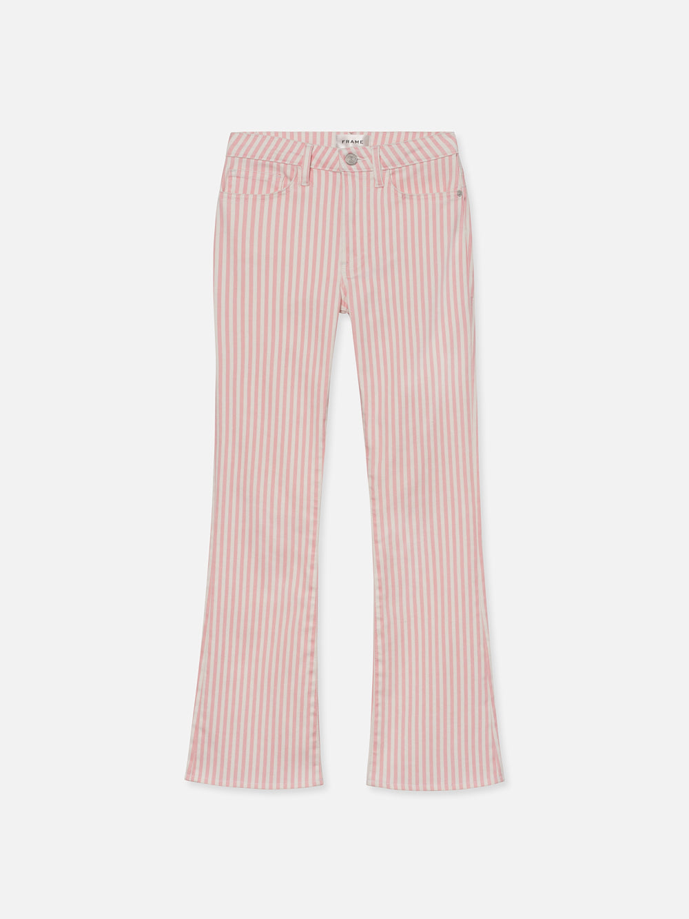 Shop Frame Le Crop Mini Bootcut Jeans Dusty Pink Stripe Denim