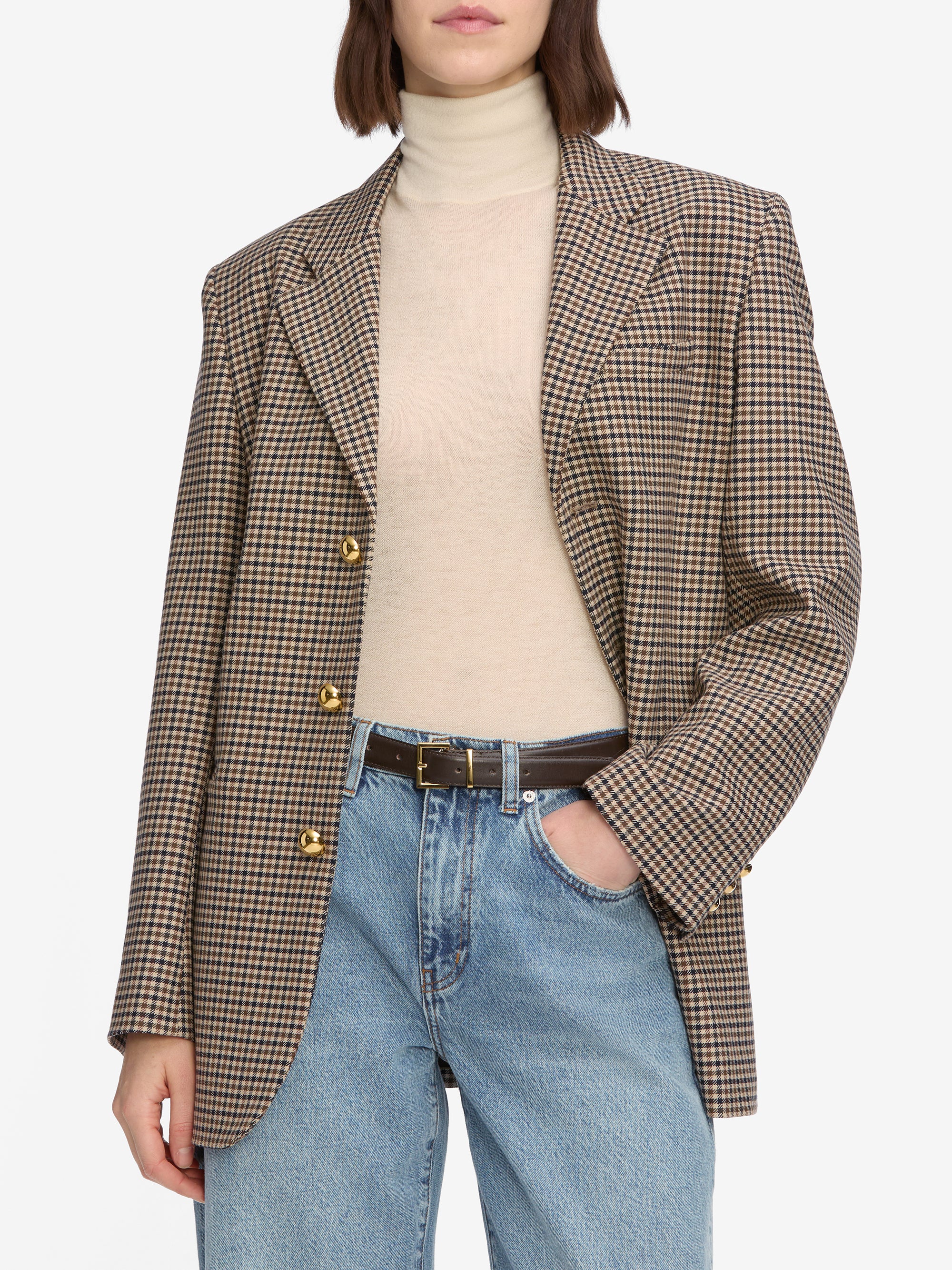 Frame The Houndstooth Blazer In Blue