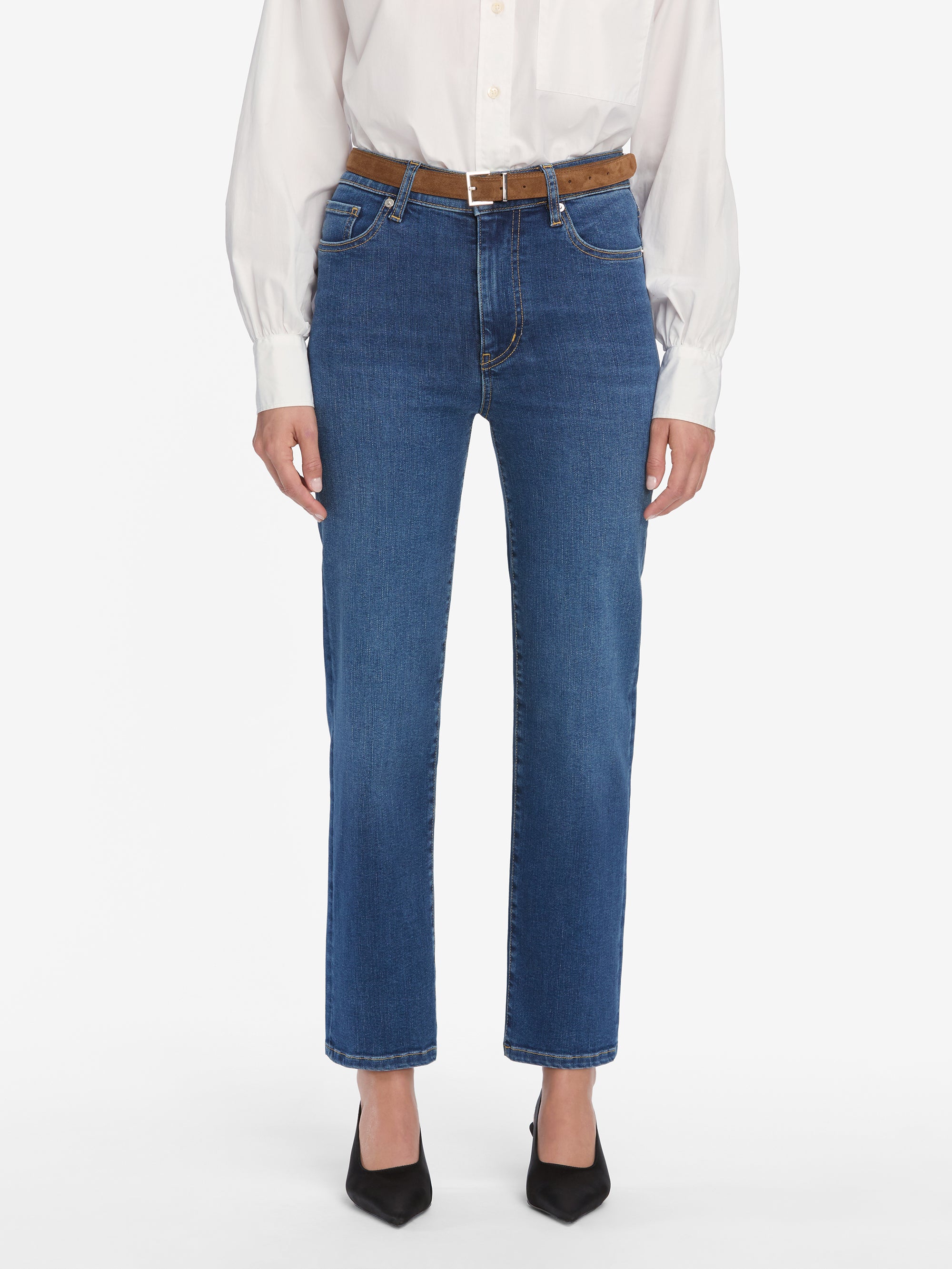 Frame Pixie Le Sleek Straight Jeans In Blue