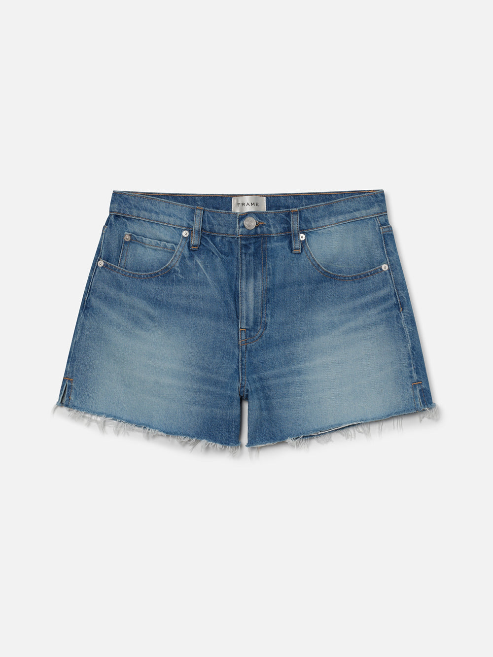 Shop Frame The Vintage Relaxed Shorts Raw Fray