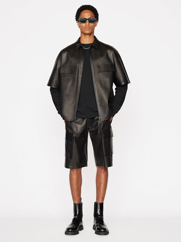 Relaxed Short Sleeve Leather Shirt -- Noir – FRAME
