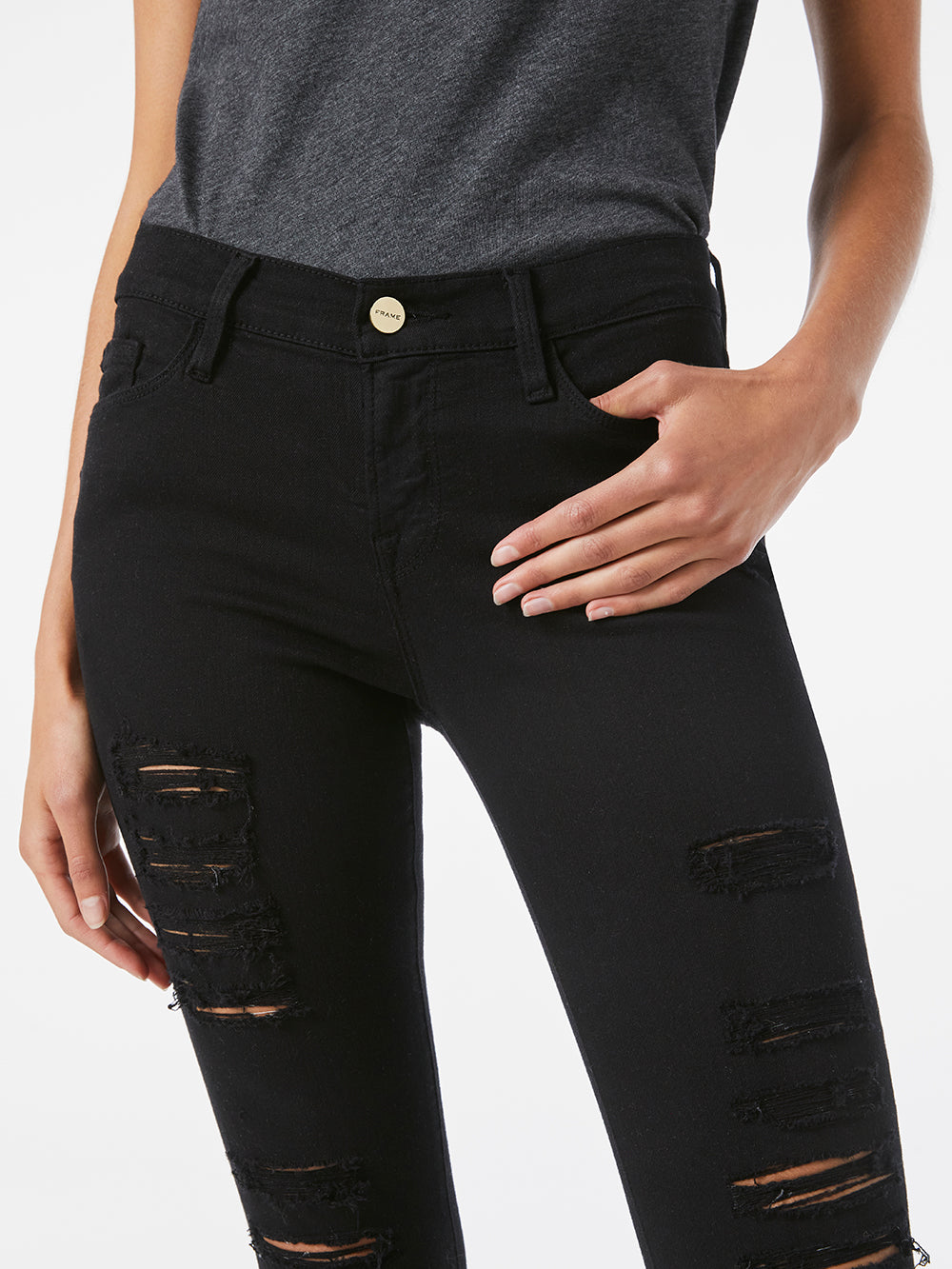 black ripped slim jeans