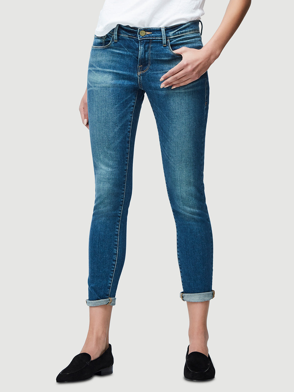 high rise wide crop jeans