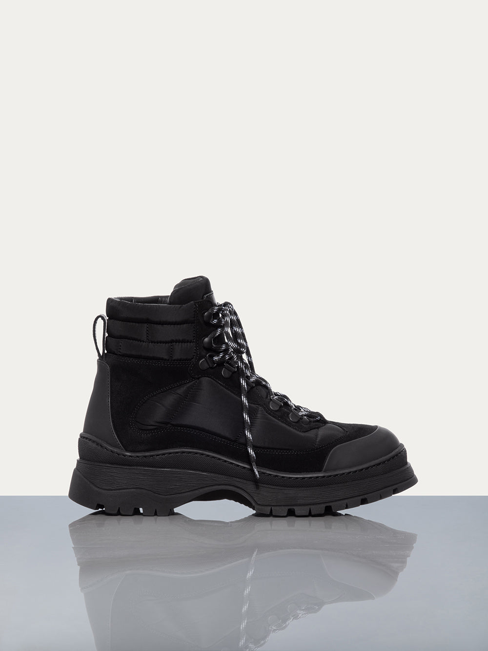 -denim Hiking Lug Sole Boot Noir