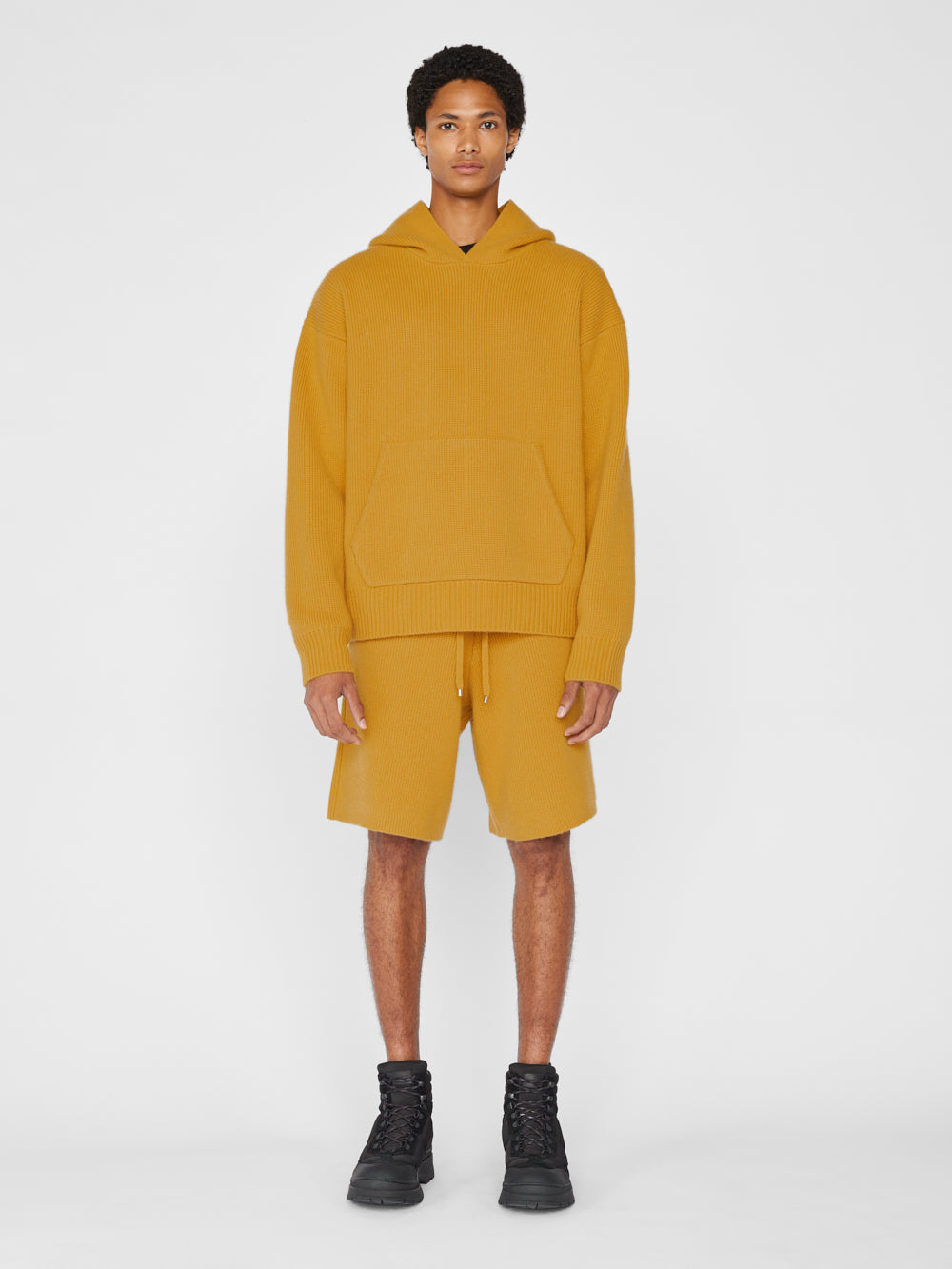 -denim Heavyweight Cashmere Hoodie Yellow