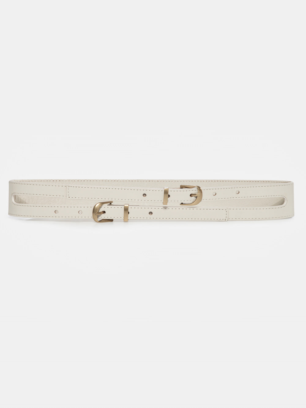 -denim Double Strap Waist Belt Bone