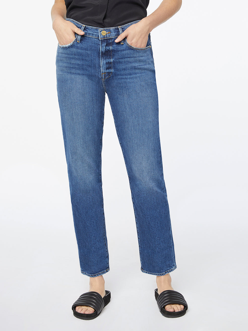 frame jeans le high straight