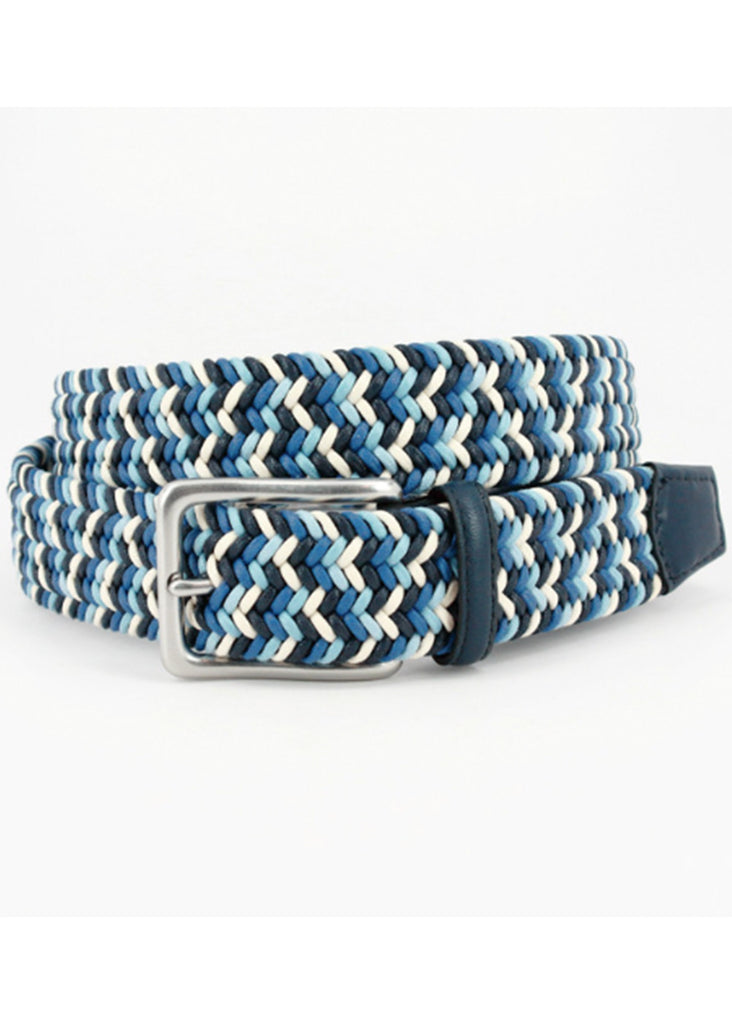 Braided Leather & Linen Elastic Belt by Torino