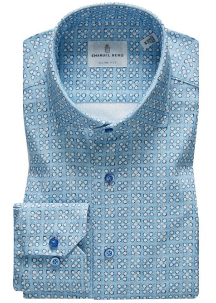 Emanuel Berg Modern 4Flex Stretch Knit Shirt | Blue - Jordan Lash Charleston