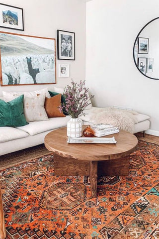mid-century rug living room