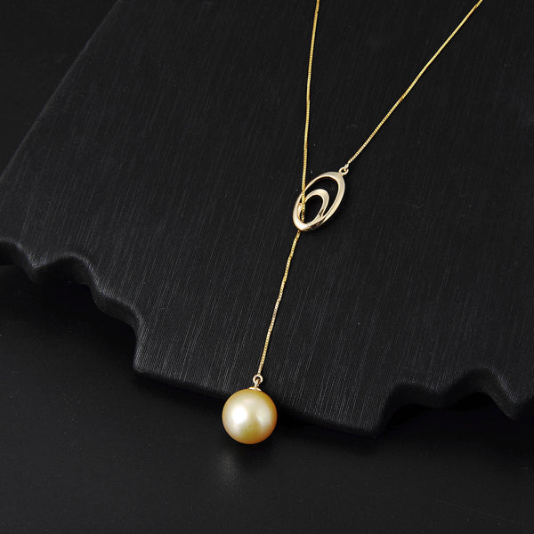 Lily Treacy 10-11mm Golden South Sea Pearl 18K Yellow Gold Pendant Nec