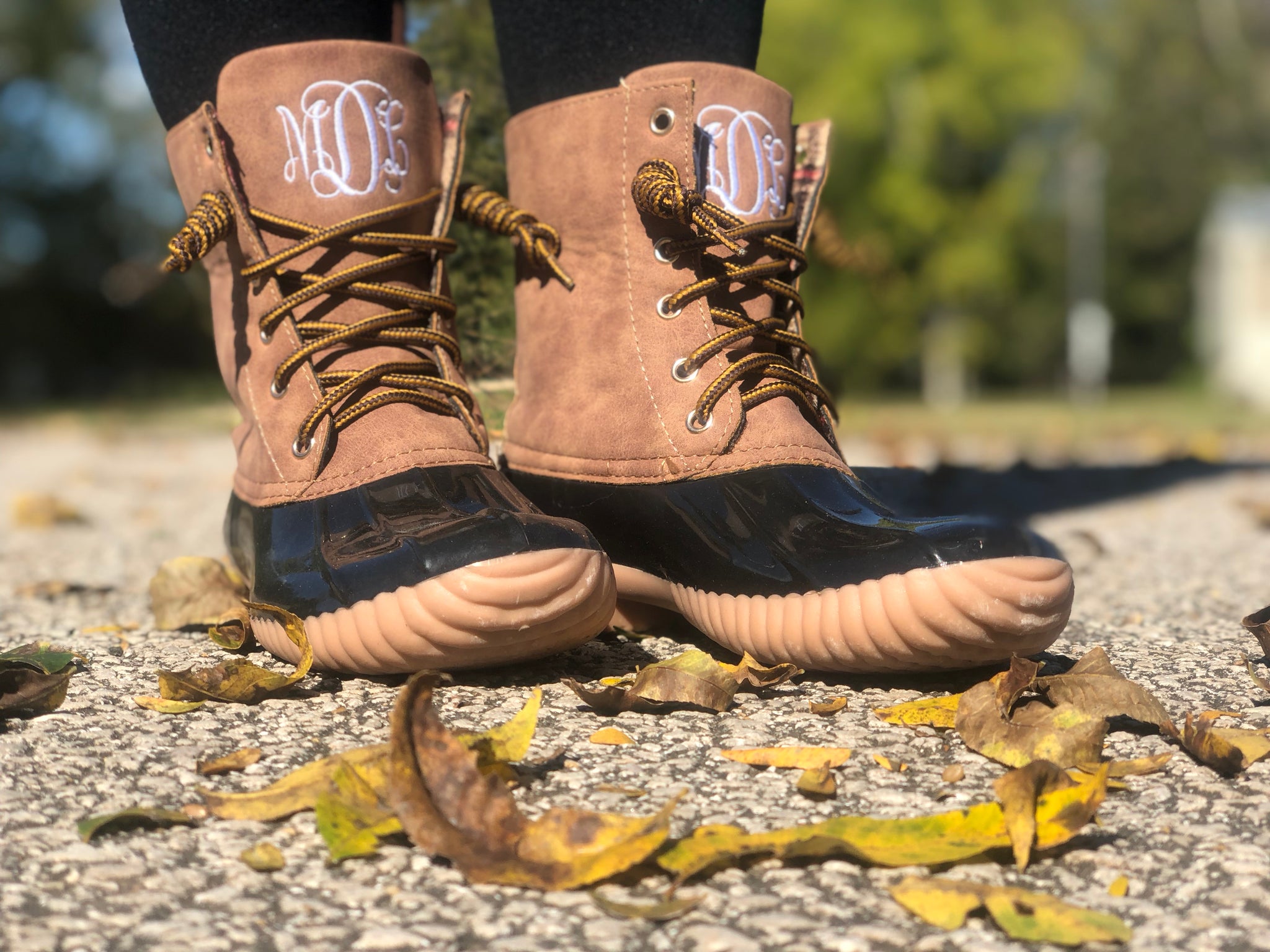 duck boots with monogram