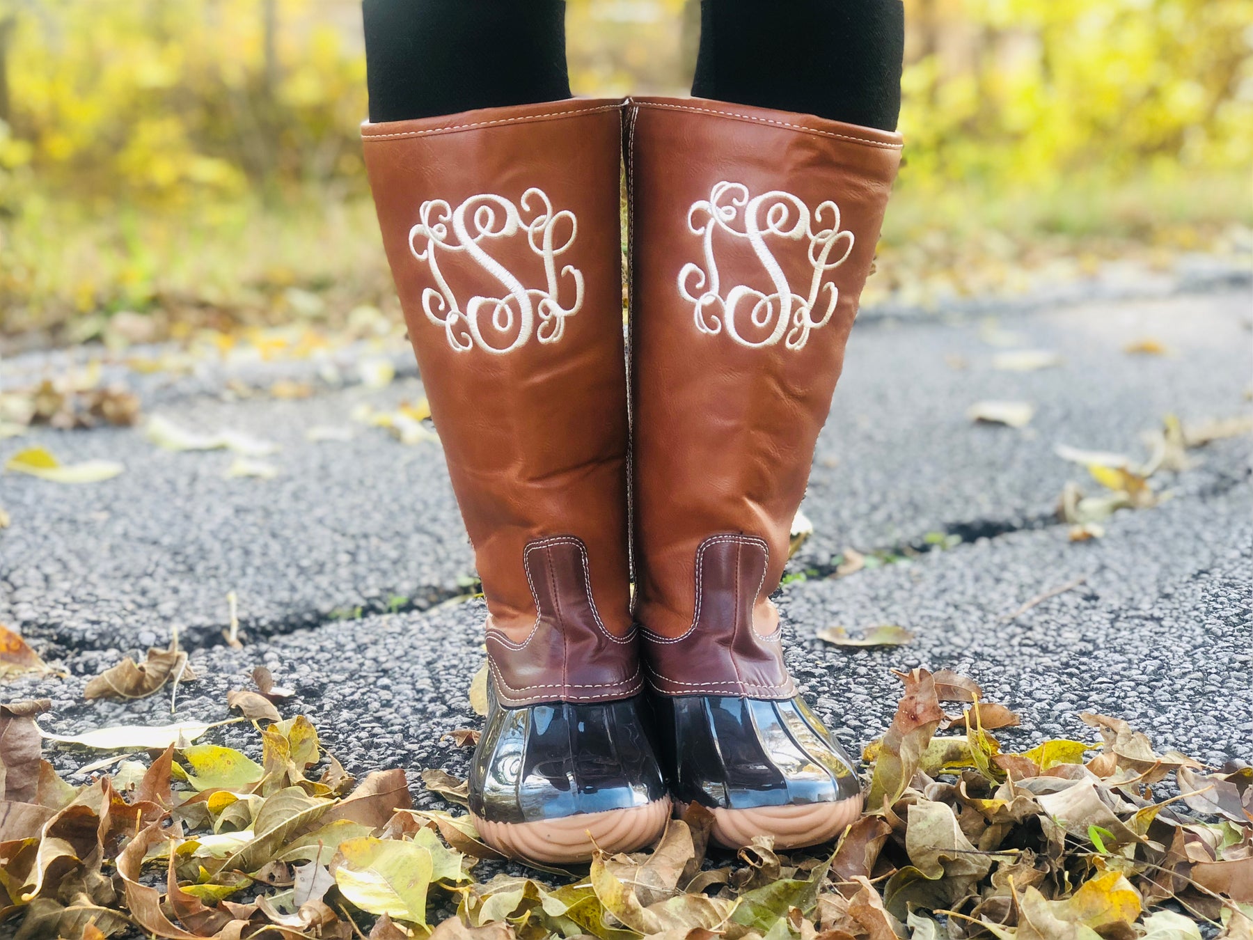 duck boots with monogram