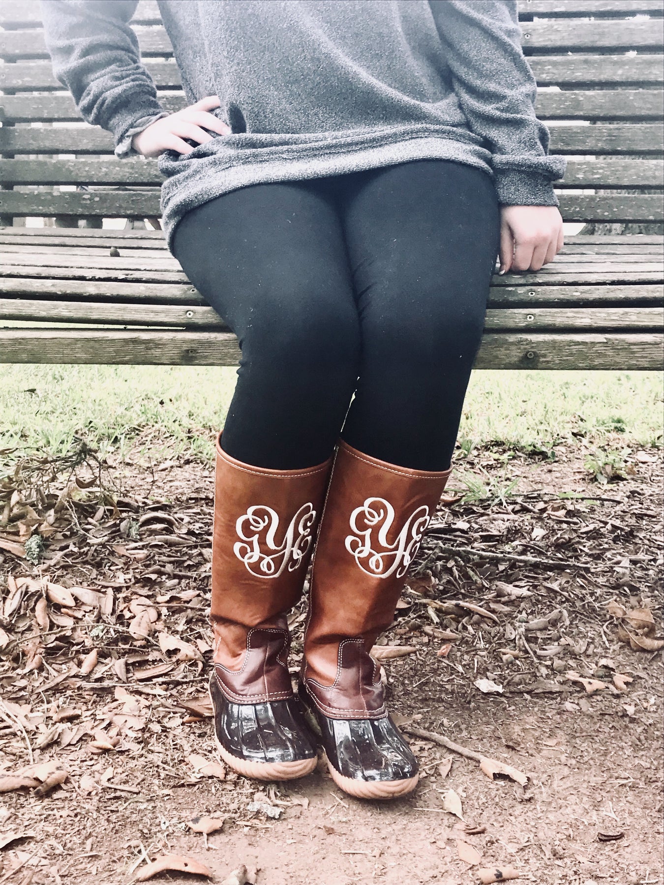 tall duck boots monogrammed