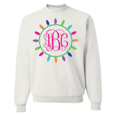 Monogrammed Christmas Lights Long Sleeve T-Shirt