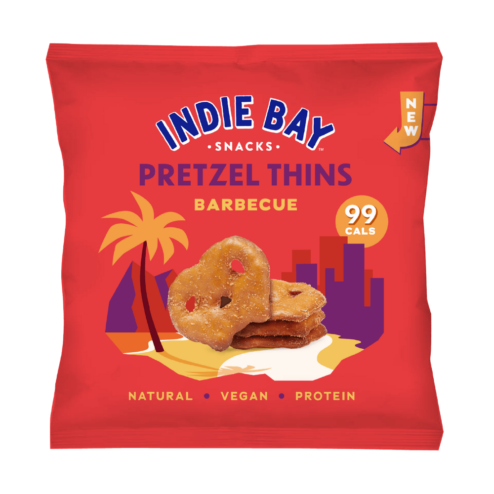 Indie Bay Snacks Protein Pretzel Thins Barbecue Protein Package