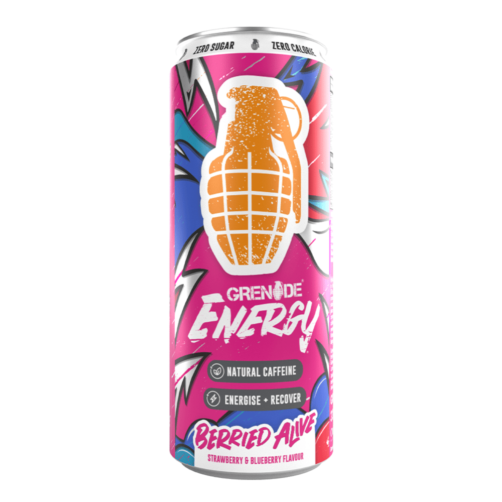 Grenade Energy Drinks Berried Alive (Strawberry & Blueberry Flavour) - UK Protein Package - 330ml Cans