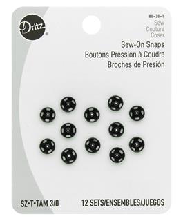 Dritz Black Sew On Snaps Size 2 - 6ct - Sew On Snaps - Snaps & Fasteners -  Buttons