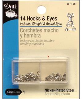 Dritz Sew-On Wide Hook and Eye Closures - Nickel 4ct