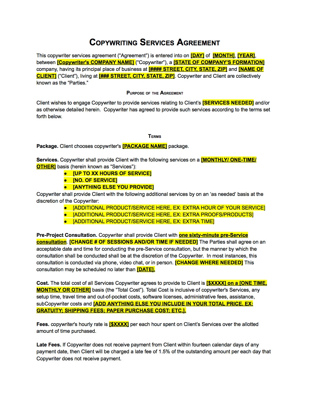 Copywriter Agreement Contract Template The Contract Shop®