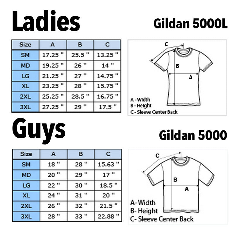 Gildan Heavy Cotton T-shirt Size Chart