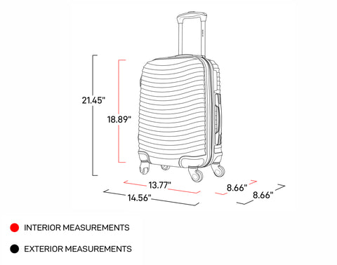 black and white image showing the 20'' interior and exterior measurements