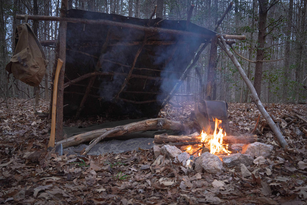 Bushcraft Backyard Shelter and Campfire