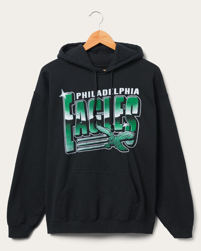 Women's Junk Food Black Philadelphia Eagles Big Logo Long Sleeve T