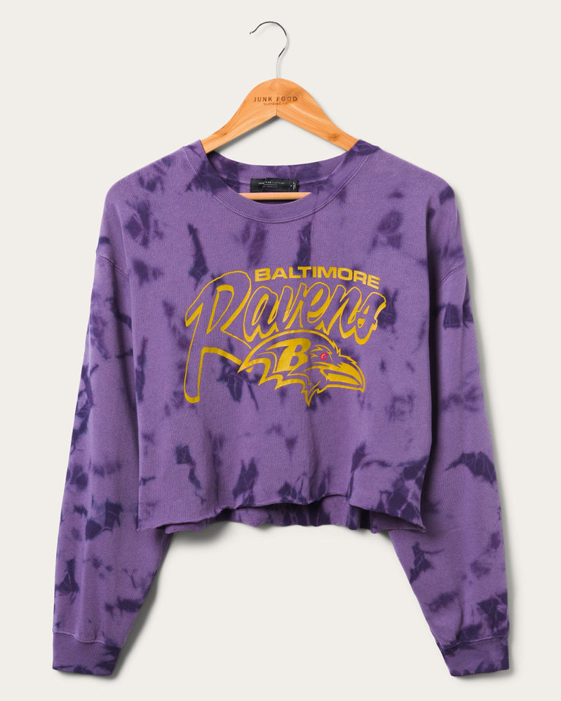 Women's Ravens Long Sleeve Loose Knit Crop