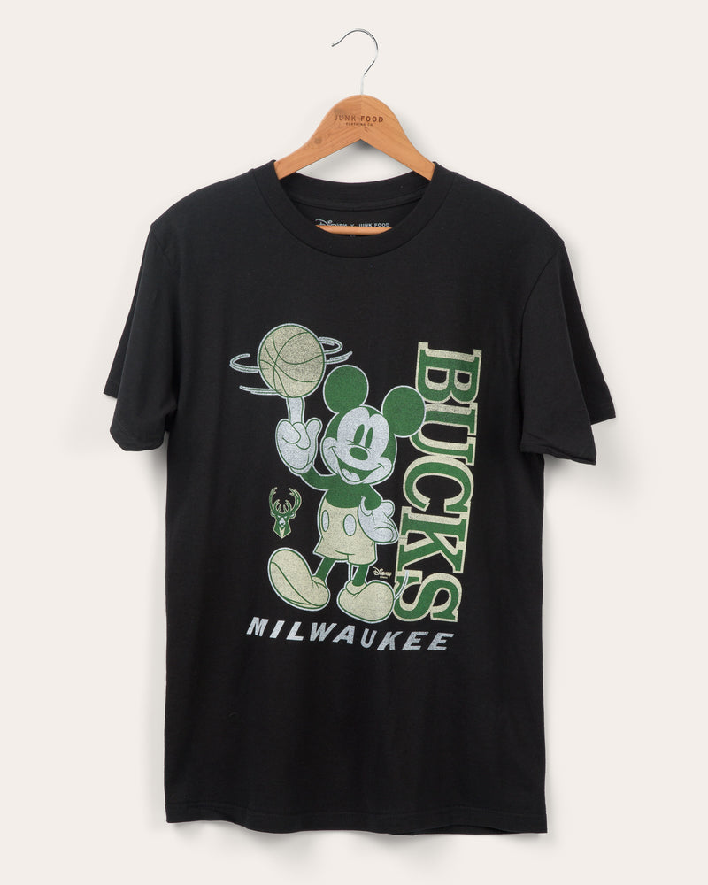 Men's Junk Food Black Milwaukee Bucks Disney Vintage Mickey Baller T-Shirt
