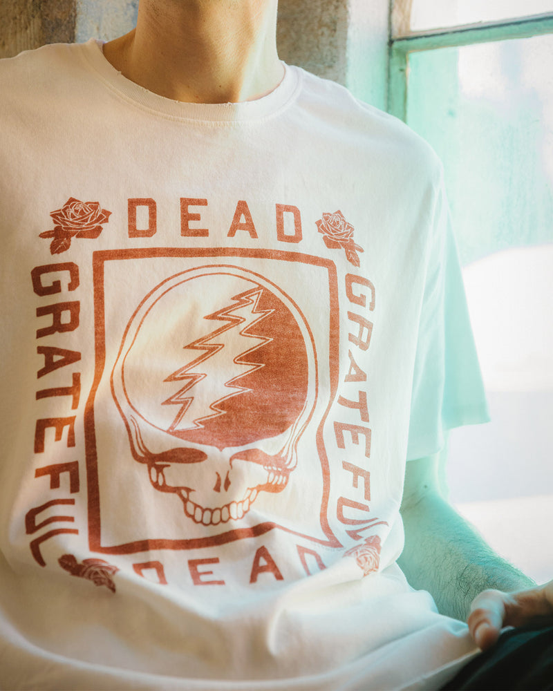 Grateful Dead Skull & Roses T-Shirt in Black, Men's Unisex, 100