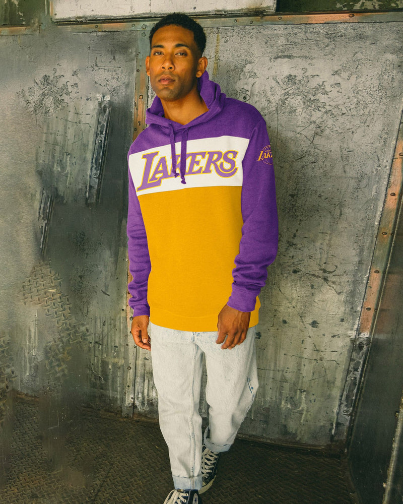 Men's Mitchell & Ness Purple Los Angeles Lakers Perfect Season Fleece Pullover Sweatshirt