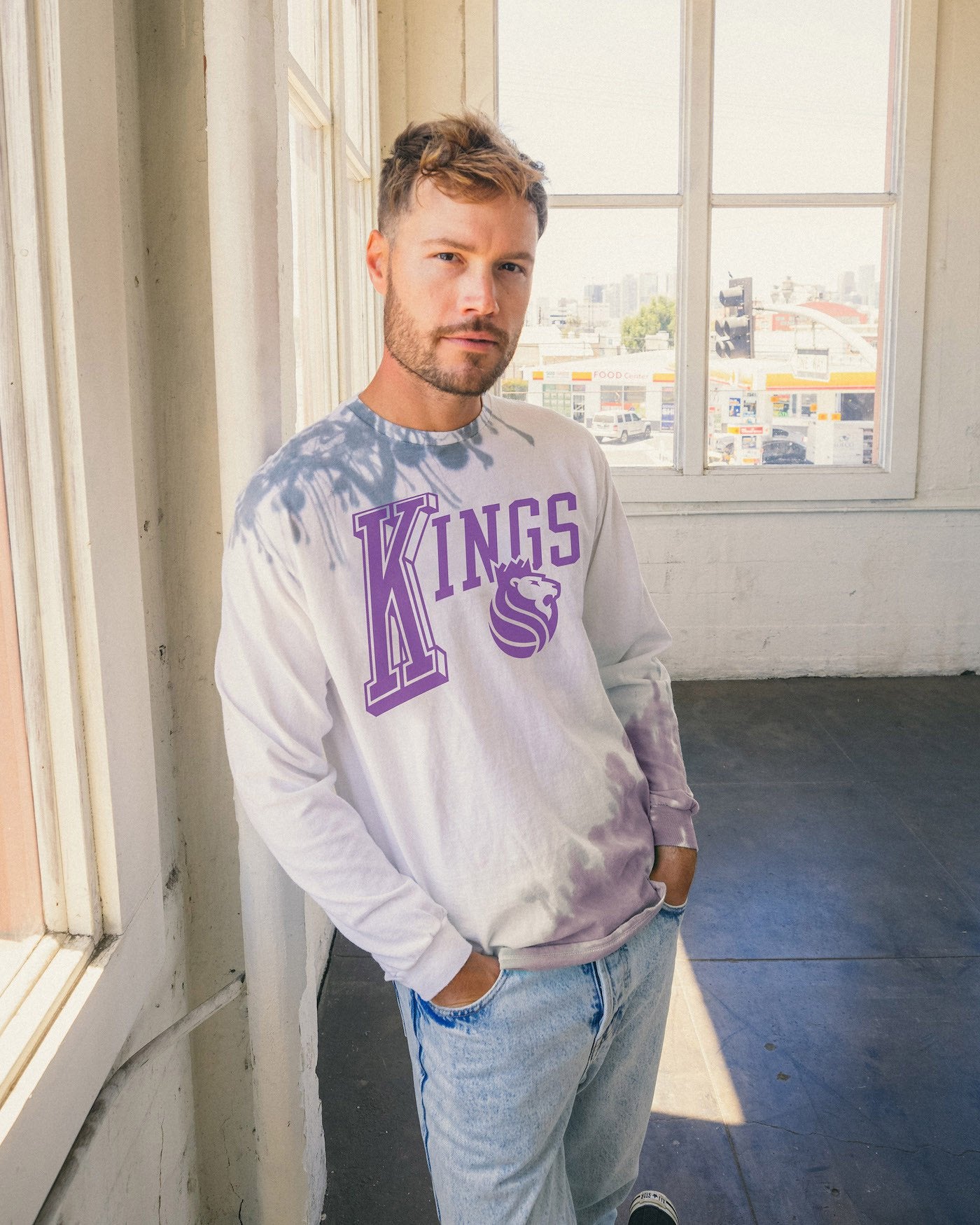 NBA Sacramento Kings Tie Dye Flea Market Long Sleeve Tee