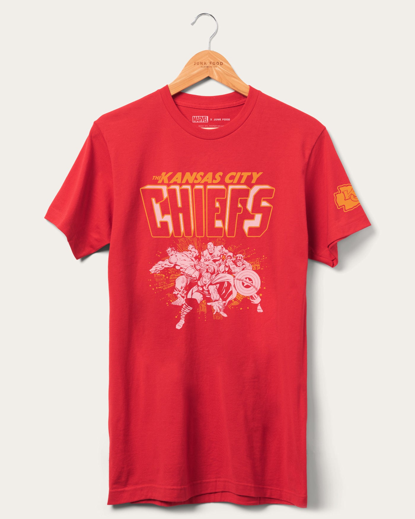 Marvel x Junk Food x NFL Avengers Team Chiefs Tee