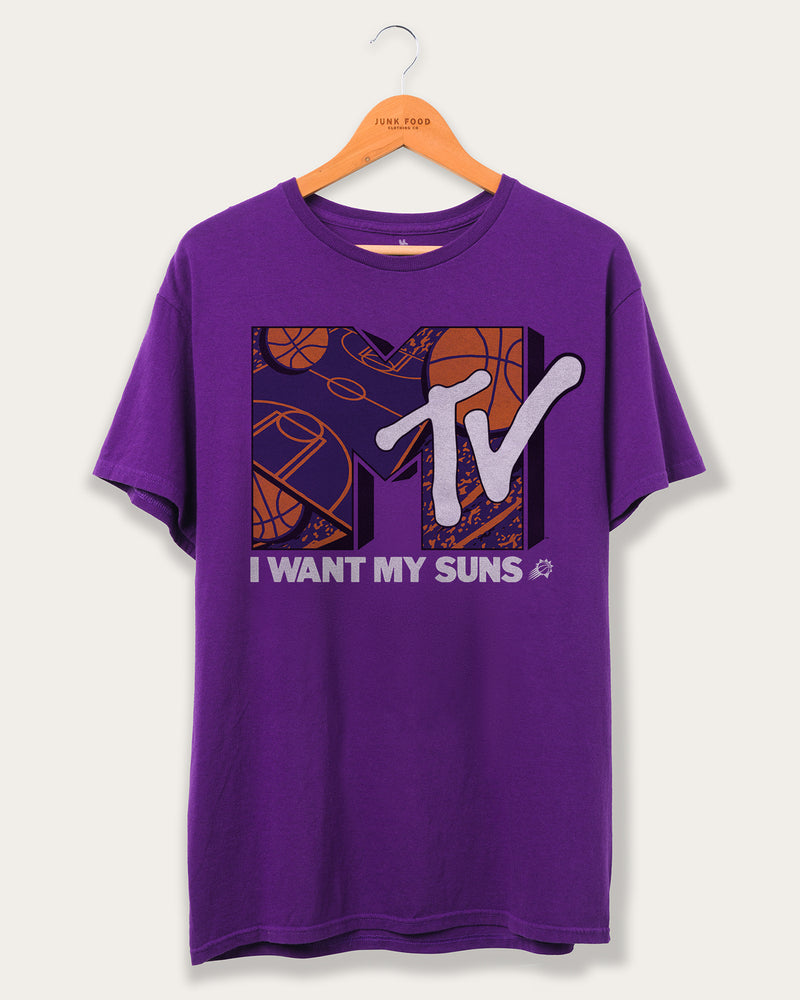 Men's Junk Food Purple Phoenix Suns NBA x MTV I Want My T-Shirt Size: Medium