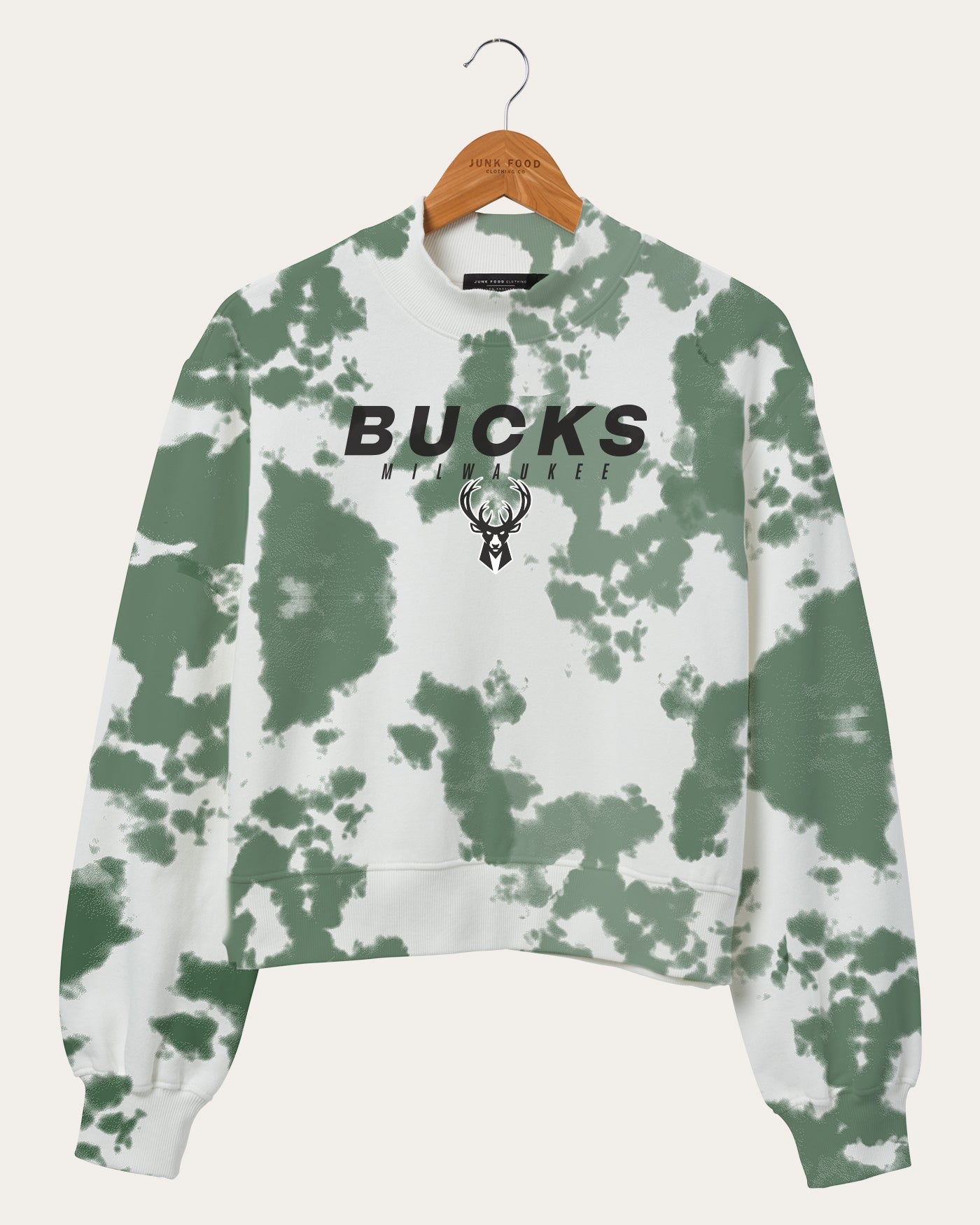 Women's NBA Milwaukee Bucks Tie Dye Mock Neck Fleece