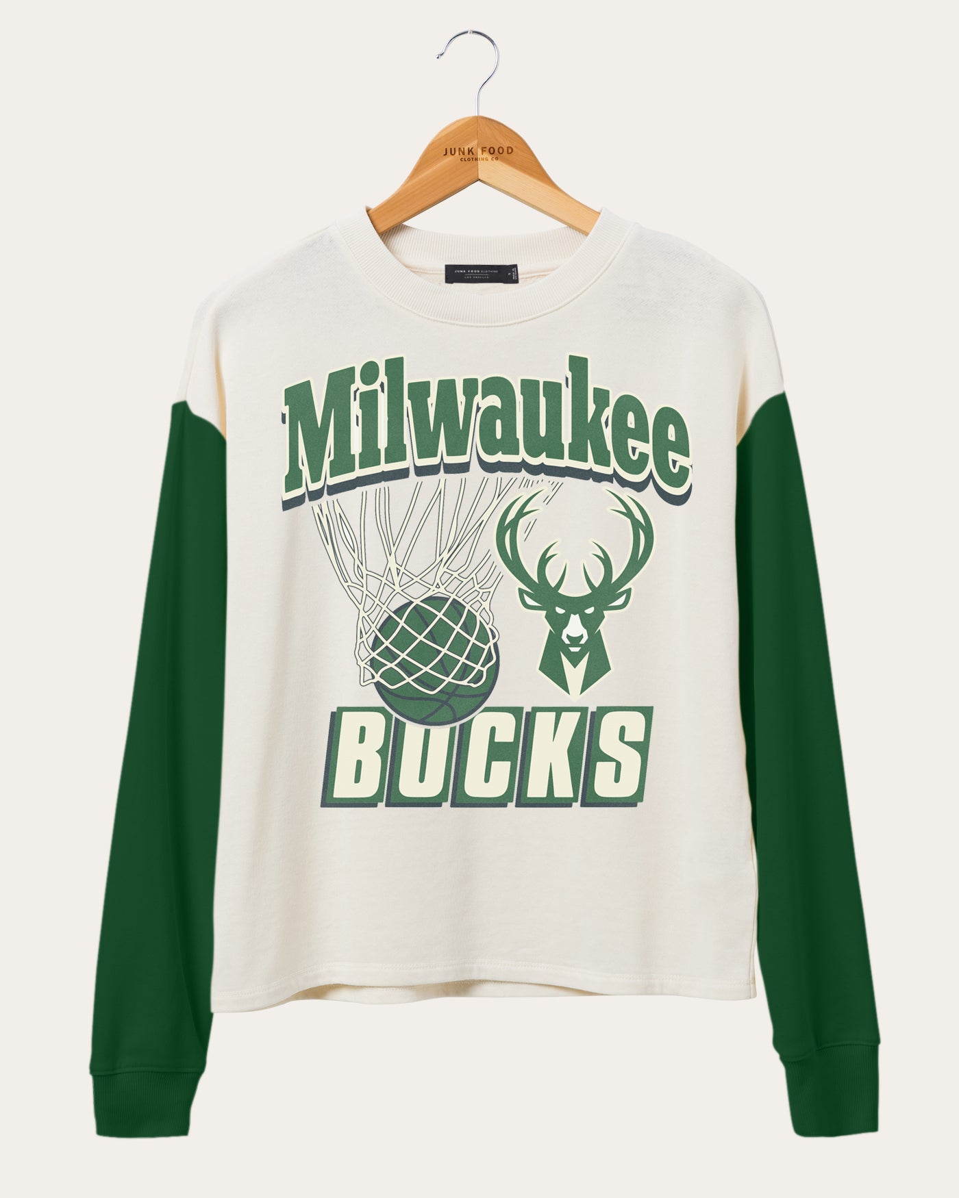 Women's NBA Milwaukee Bucks Contrast Long Sleeve Crew