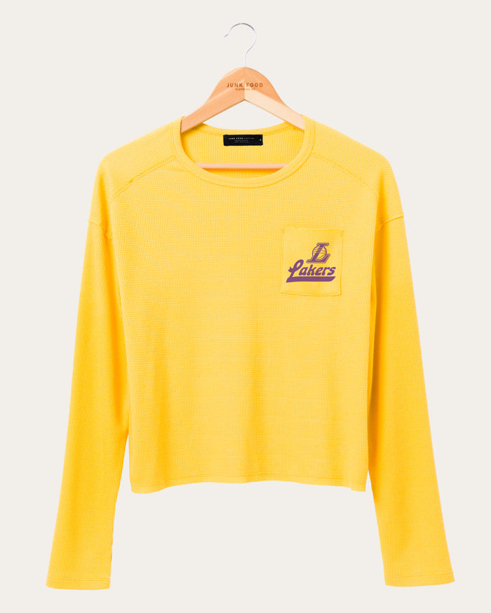 Women's Junk Food Gold Los Angeles Lakers Pocket Thermal Tri-Blend Long  Sleeve T-Shirt