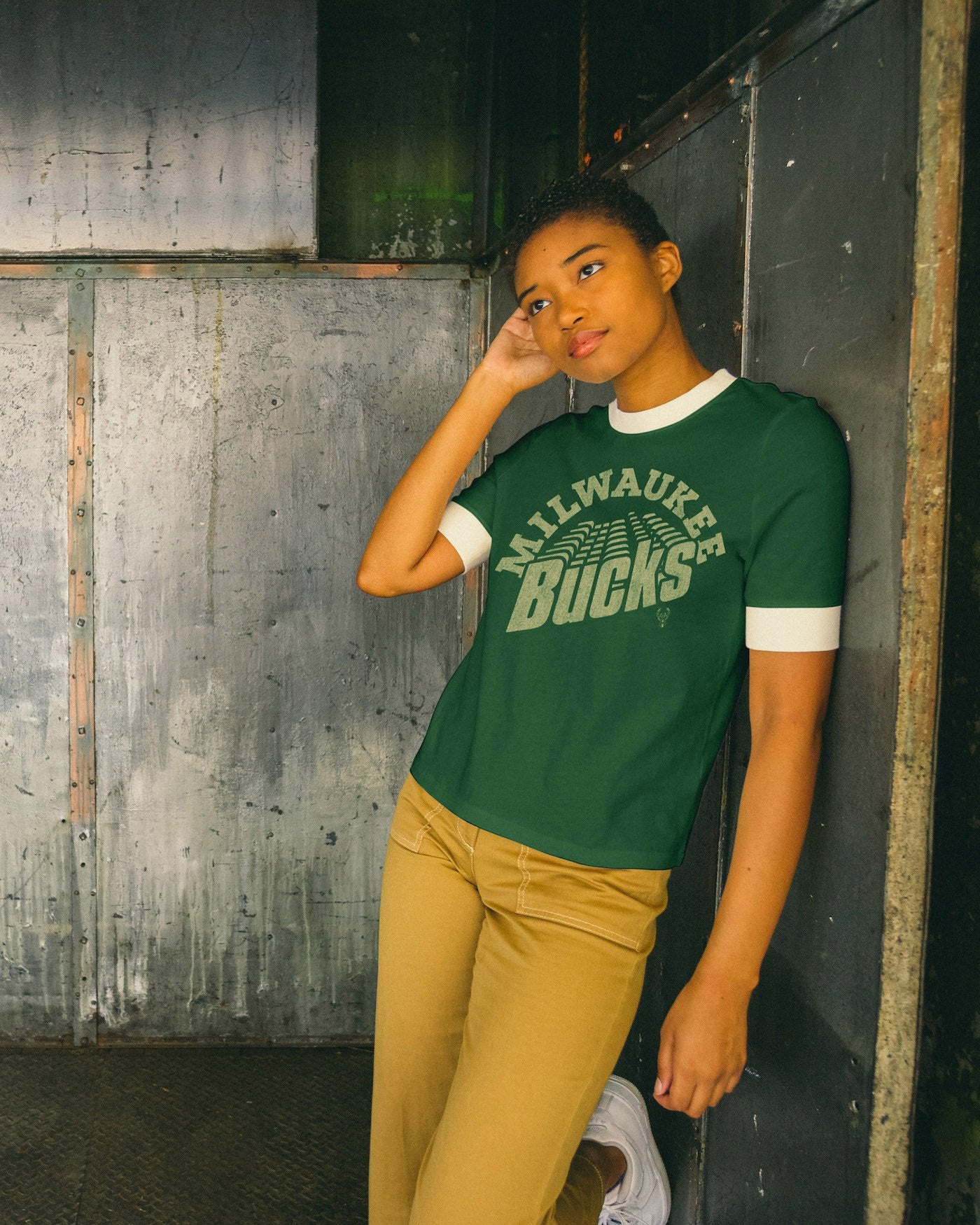 Women's NBA Milwaukee Bucks Slim Ringer Tee