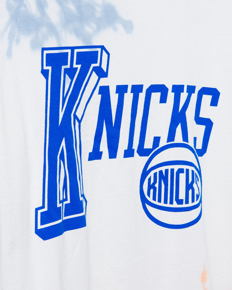 Women's Mitchell & Ness Blue/White New York Knicks Hardwood Classics Tie-Dye  Cropped T-Shirt