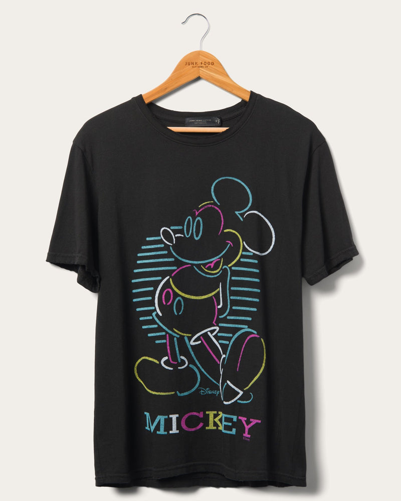 Disney Crop Top Mickey Mouse Tank Top Black Neon Sign Graphic Kidcore