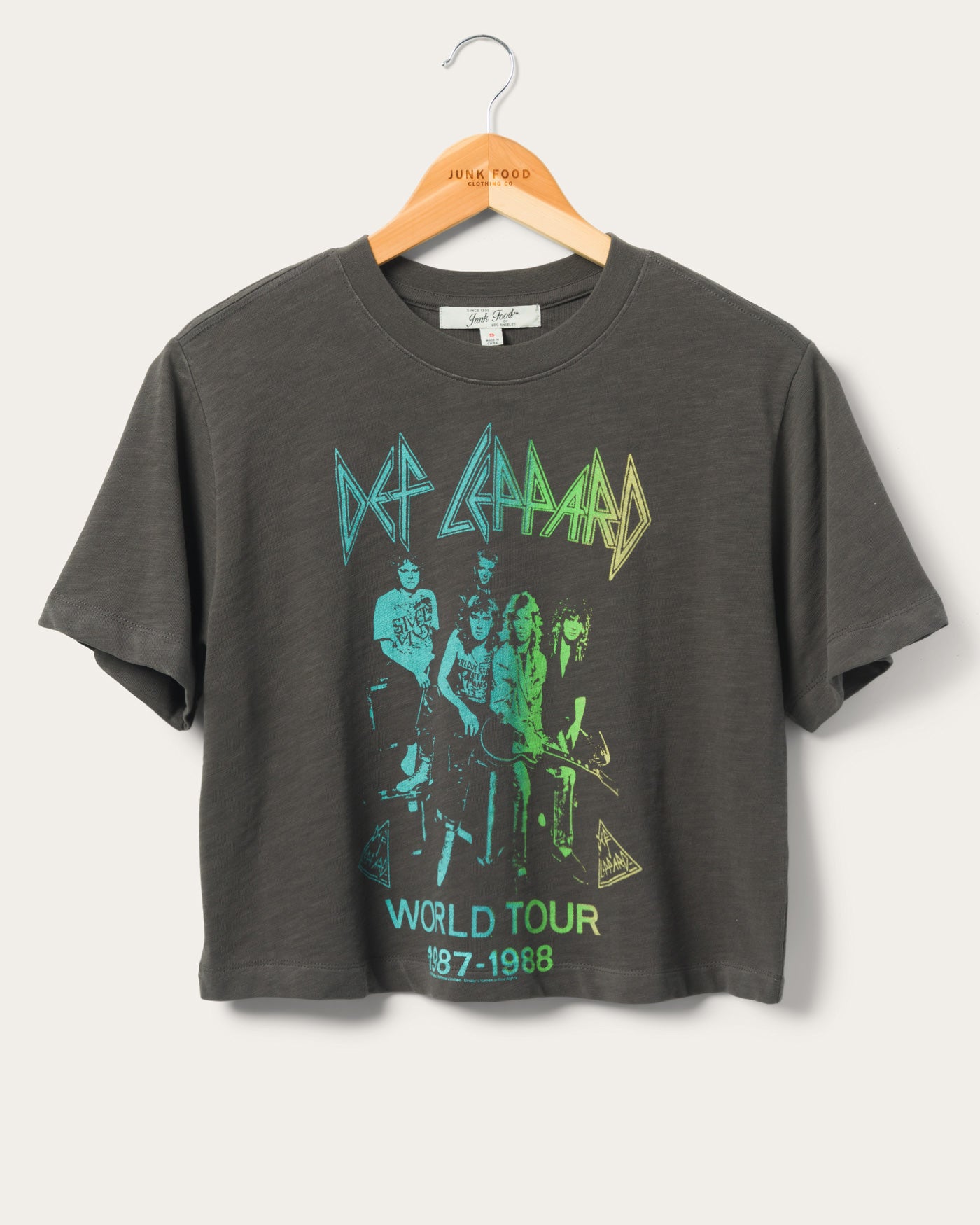 WOMENS DEF LEPPARD WORLD TOUR CROP SLUB TEE