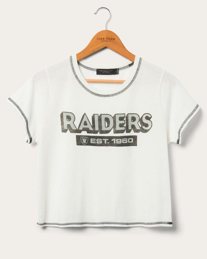 Las Vegas Raiders Junk Food Women's Throwback Pop Binding Scoop Neck Tank  Top - White/Black