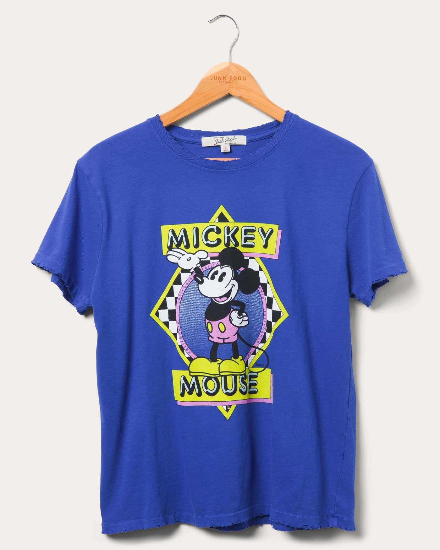 Women's Mickey Neon Checkers Vintage Tee